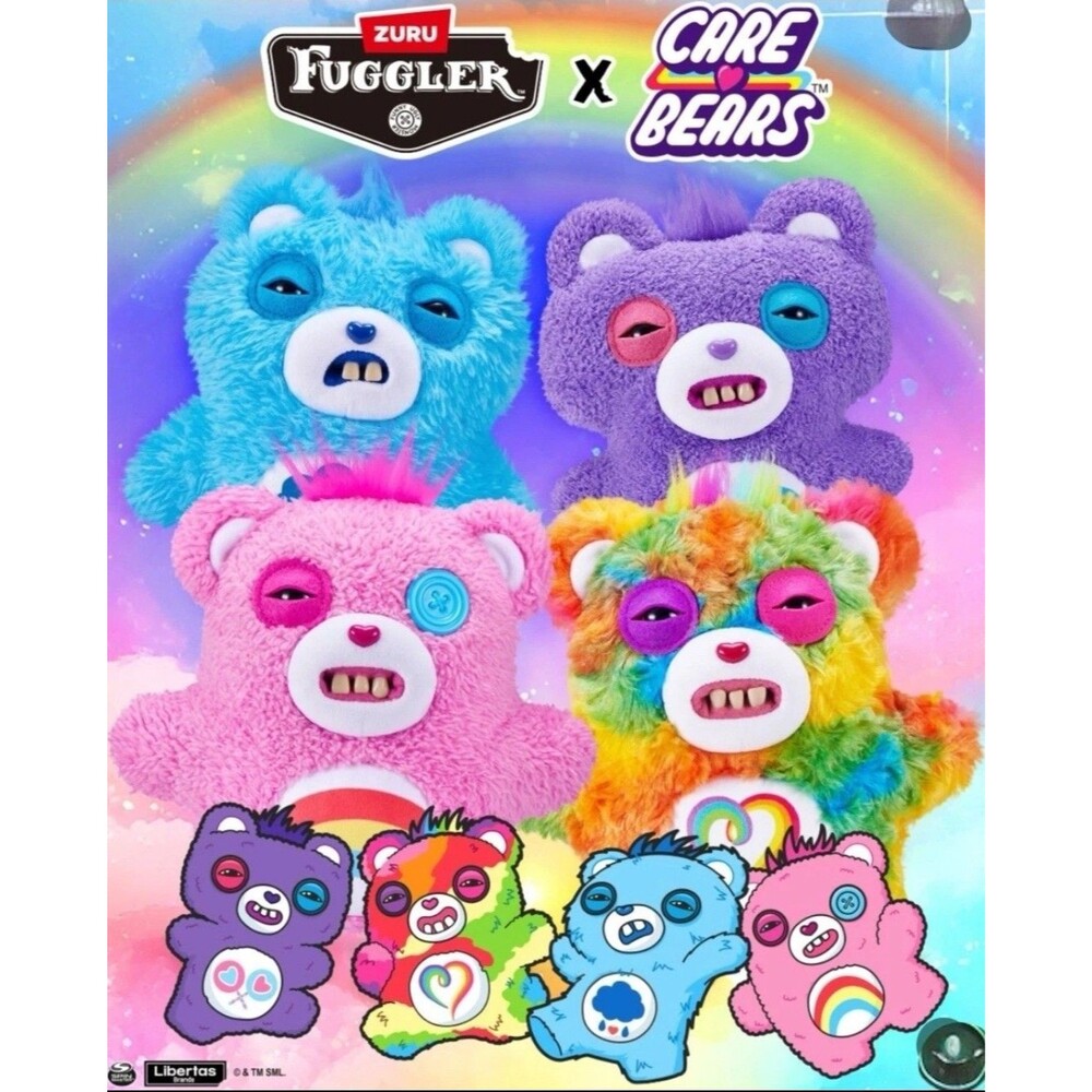 Fuggler Zuru Care Bears Collab Complete Set of All 4 Bears